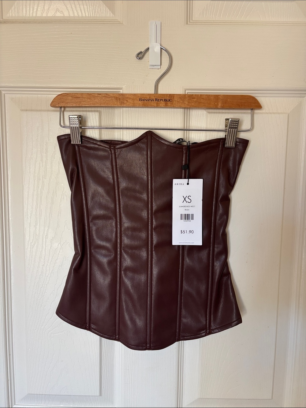 AKIRA Faux Leather Corset Top XS | Brown | NWT